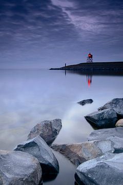 Lighthouse at the harbor entrance of Stavoren at the IJsselmeer  by Sjoerd van der Wal Photography