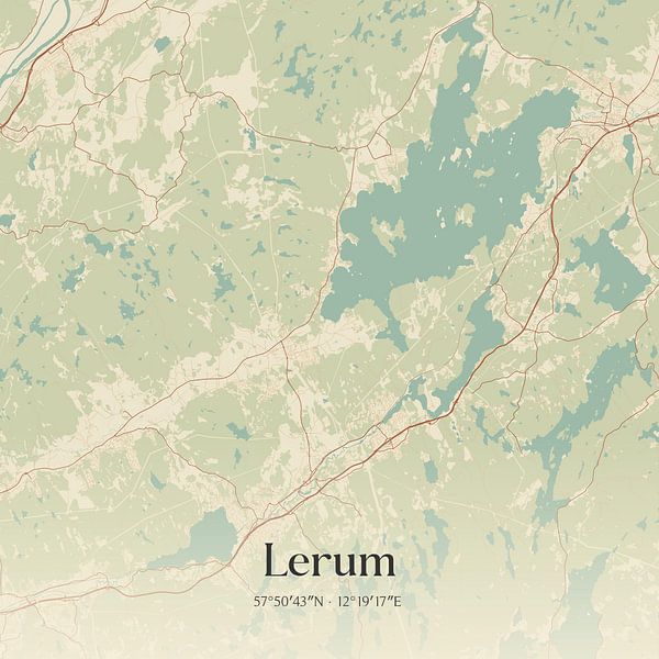 Alte Karte von Lerum, Schweden. von Ortsdrucke