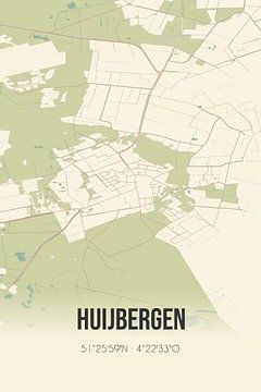 Vintage map of Huijbergen (North Brabant) by Rezona