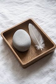 Stone and spring in wooden tray by Imperial Art House