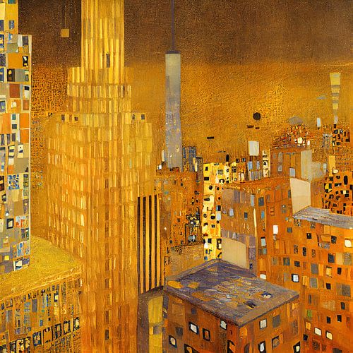New York City dream in the style of Gustav Klimt