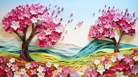 Landschaft mit Kirschblüten von Schwarzer Kaffee