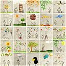 Piepvogel Collage 1 von Marion Tenbergen Miniaturansicht