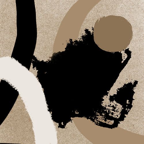 Abstracte pastel vormen. Minimalistisch in donker goud, zwart, wit, beige