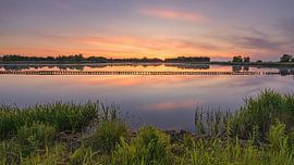 Sonnenuntergang im Naturschutzgebiet Ae's Woudbloem in der Provinz Groningen