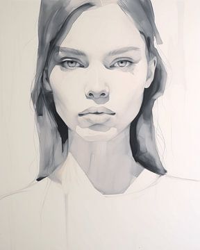 Modern portrait of a young woman, watercolour by Carla Van Iersel