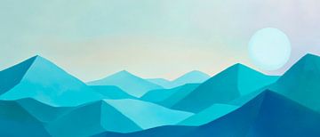 Berggeflüster - glooiende heuvelsMorgenlicht over turquoise kleur van Poster Art Shop