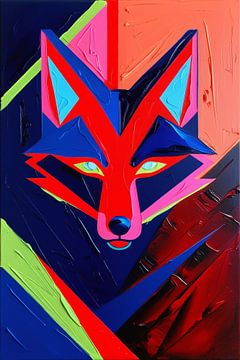 Abstracte kleurrijke geometrische vos van Art & Soul Creations
