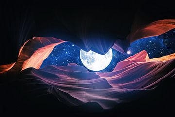 Grand Canyon met Space & Full Moon Collage I van ArtDesignWorks