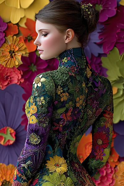 Kunst Frau mit Blumen von Egon Zitter