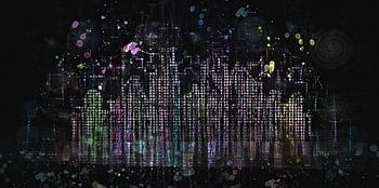 Skyline licht effect in regenboog kleuren