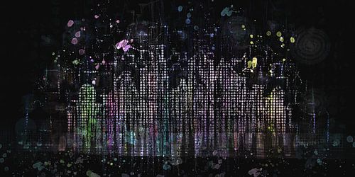 Skyline licht effect in regenboog kleuren