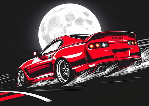 Toyota Supra Turbo Nachtrit onder de maan