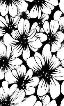 Hibiscus zwart wit van Niek Traas