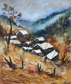 Dorp in de winter van pol ledent