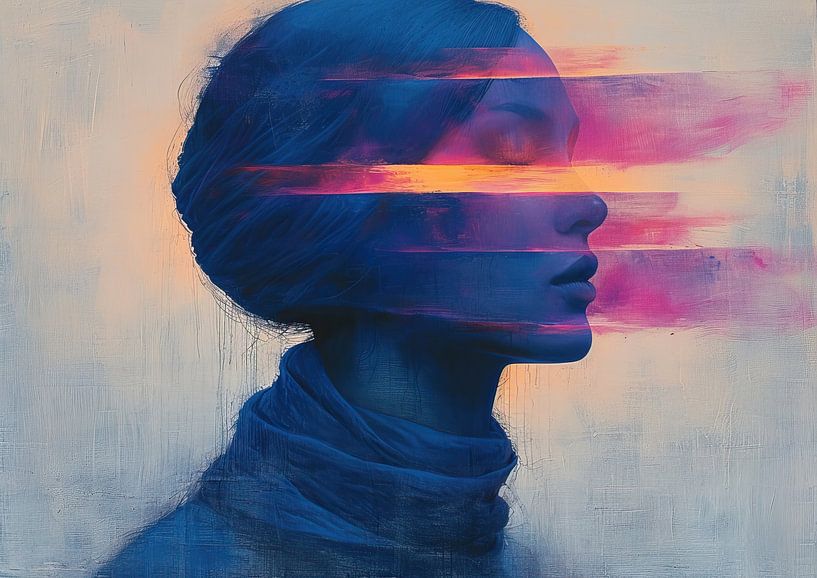 Frau Farbkontrast | Sonnenschein Stille von Kunst Laune