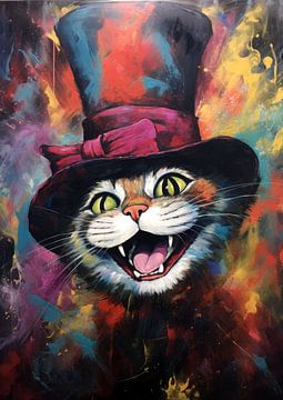 Katze mit Hut, bunt von Shine by Nous