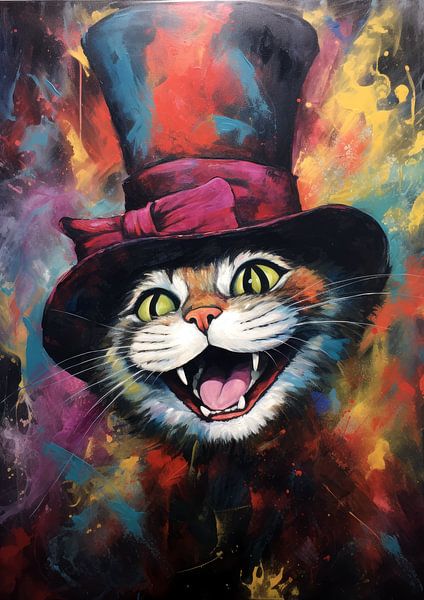Cat with hat, colourful by Shine By Nous
