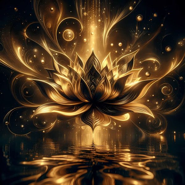 Golden lotus flower: a radiant work of art from nature by ButterflyPix