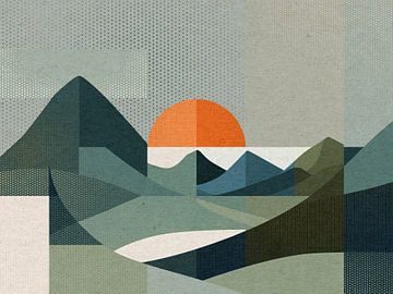 Abstrakte Landschaft in Formen und Farben von Mixed media vector arts