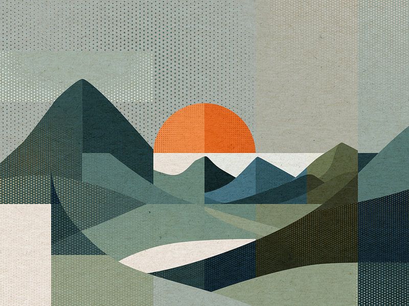 Abstrakte Landschaft in Formen und Farben von Mixed media vector arts