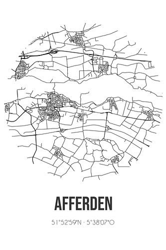 Afferden (Gelderland) | Landkaart | Zwart-wit