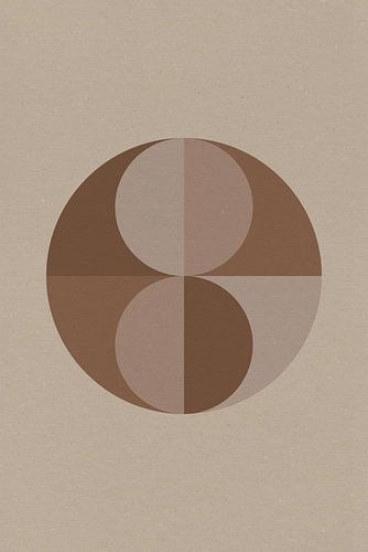 Art géométrique abstrait moderne de style rétro en brun et beige No 1