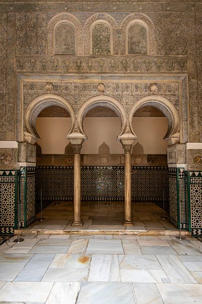 SEVILLE, SPAIN - OCTOBER 25, 2023 - Intricate Moorish arches and by Alexander Baumann