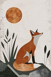 Minimalist Fox in Calming Earth tones by Art & Soul Creations