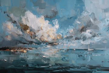 Sailboats under a wide cloudy sky by NJ Midnight Studio