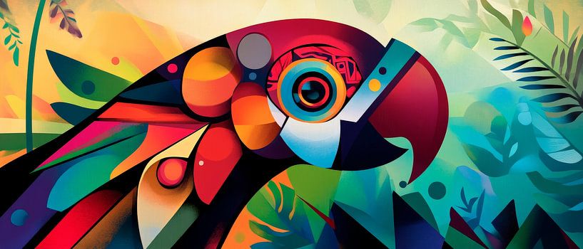 Colourful feather dreams - parrot art by Poster Art Shop