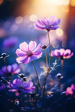 Fleurs mauves dans la lumière du matin sur Mathias Ulrich