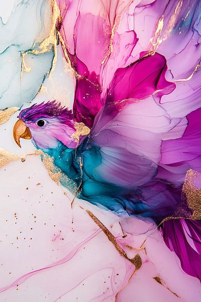 Colourful abstract parrot art by Imperial Art House