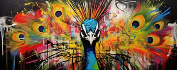 Street Art Peacock van Blikvanger Schilderijen