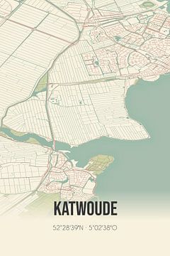 Vintage landkaart van Katwoude (Noord-Holland) van Rezona