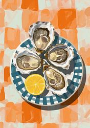 Oesters op oranje tafelkleed