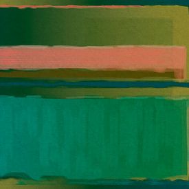 Abstract painting green and orange by Rietje Bulthuis