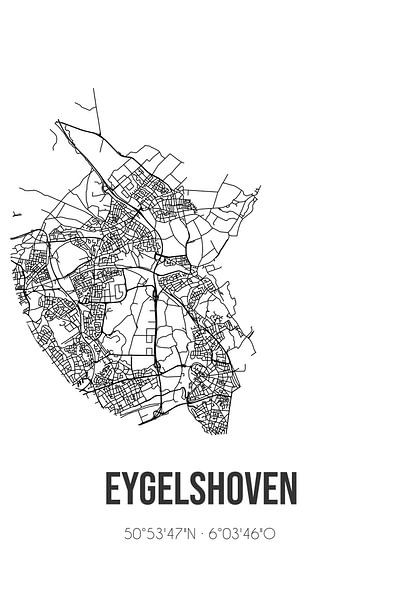 Eygelshoven (Limburg) | Map | Black and white by Prints of Place