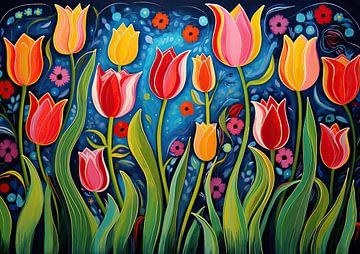 Tulipes sur Blikvanger Schilderijen