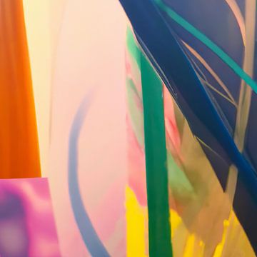 Modern abstract in felle neon kleuren van Studio Allee