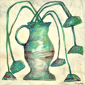 Vase (2) Aquarelle peinte à la main sur Ineke de Rijk