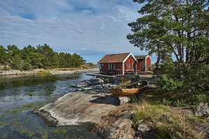 Maison suédoise de pêcheur/estival au bord de l'eau sur Geertjan Plooijer