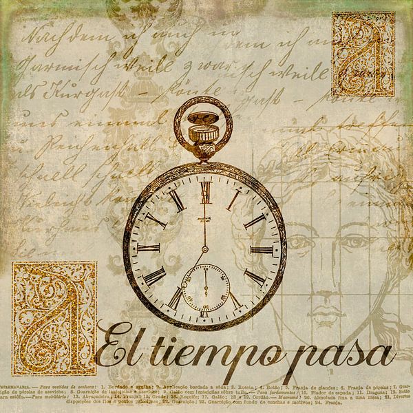 Vintage Collage mit alter Taschenuhr von Andrea Haase