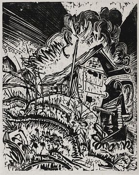 Abri de montagne avec nuage d'orage (abri de montagne pendant les orages), ERNST LUDWIG KIRCHNER, 19 sur Atelier Liesjes