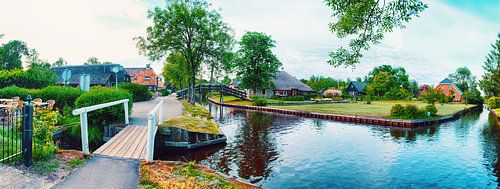 summer panorama of  dutch village