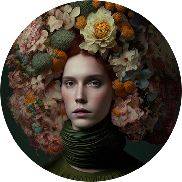 Vrouw met bloemen in het haar van Bert Nijholt