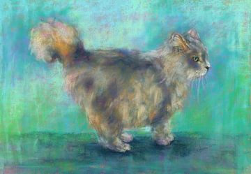 Chat moelleux à poil long Peinture pastel sur Karen Kaspar