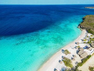 Tropische Luchtfoto van Cas Abao Strand - Curaçao's Caribische Schoonheid van Eiland-meisje