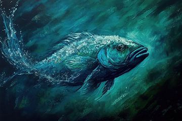 Fisch mit blauem Hintergrund von Bert Nijholt