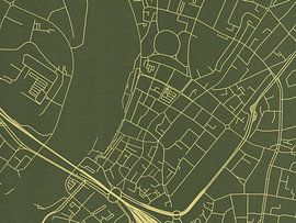 Carte de Venlo Centrum en or vert sur De Kaartenwinkel